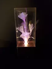 Vintage ROC Fiber Optic Color Changing Floral Light Lamp w/ Music Box 14” WORKS!