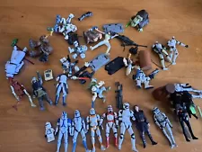 Lot Of 25 Star Wars And Clone Wars Action Figures And Collectibles Toys