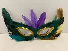 Women's / Men's Real Feathers Mardi Gras Masquerade Mask Multicolored