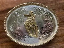 Montana Silversmiths Saddle Bronc Cowboy Belt Buckle Western Bucking Horse