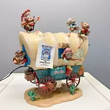 Vtg 1992 Enesco Waggin Tails Cowboys & Indians Music Box Mice Clementine - READ