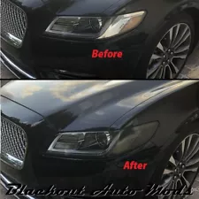 Head Light Side Marker Blackout Smoked Vinyl Overlay For Lincoln Continental