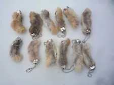 RABBITS FOOT REAL RABBIT FEET 12 TWELVE NATURAL KEYCHAINS REAL FEET REAL DEAL