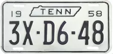 1958 Tennessee TYPE 1 license plate (GIBBY NOS)