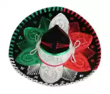 Adult Mexican Mariachi Hat Sombrero Tricolor Charro Cinco de Mayo Costume