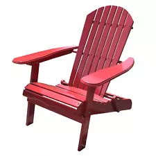 Northbeam Portable Foldable Wooden Adirondack Deck Lounge Chair, Red (Used)