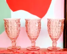 New Pink Basket Weave Drinking Glasses 3 Pieces Mothers Day Free Shipping!