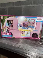 New Mattel Barbie 3 In 1 Pop out Dream Camper Pink RV Bus Home Vehicle Truck Set