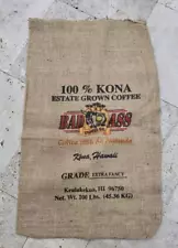 Bad Ass Coffee w/Attitude Kona Hawaii Burlap Bean Bag Wall Cafe