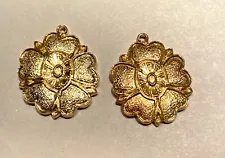 27 pcs. Gold Plate Finish Brass Stamping - Large Flower with hole for hanging