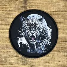 Snow Leopard Iron-On Patch Wild Animal Design for Jackets Backpacks 3 Inches