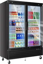 Commercial Glass 2 Door Merchandiser Refrigerator 56'' Display Cooler 40 Cu.ft