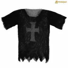Templar Chainmail Shirt Medieval Knight Armor Butted Half Sleeves Black Steel