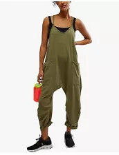 Free People Movement Hot Shot Army Green Jumpsuit with Pockets Women’s Size M