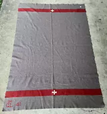 New ListingOriginal Vintage WWII Swiss Army Blanket 1941 Dated Wool with Medallion 76" x53"