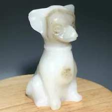 Natural Crystal.white jade.Hand-carved.Exquisite dog.statues.gift A404