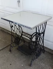 SINGER Treadle Base retro TABLE furniture chrome laminate PICK UP OHIO $75