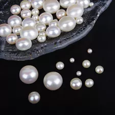 2-14mm White Natural Button Freshwater Pearls Individual Loose Bead Half Drilled