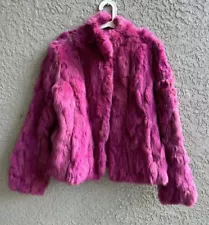 Wilsons Leather Maxima Women’s Genuine Rabbit Fur Pink Fushia Coat Jacket Size L