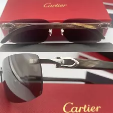 CARTIER horn buffalo horn square silver Mr. Ms. glasses Cartier glasses