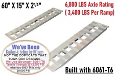 60" X 15" Aluminum 6800 LBS Truck Car Auto Trailer Ramps Hook end, knife foot 5'