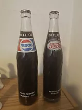 Pepsi Cola Full Pint 16oz Glass Bottle Unopened Lot of 2 Private Deal Sale