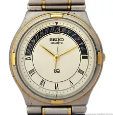 Vintage Seiko 5H22 6A19 Two Tone Mens Unisex Unique Wrist Watch