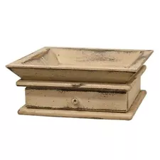 New Rustic Primitive Farmhouse AGED CREAM TAN WOODEN SHELF DRAWER TRAY Cupboard