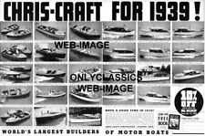 1939 CHRIS-CRAFT WOOD POWER BOAT 12X15 ADVERTISING POSTER 26-Mahogany Hulled