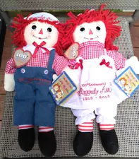 100th Anniversary 18" RAGGEDY ANN And ANDY DOLLS Handmade By Aurora 2015 NWT