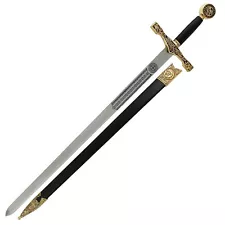 King Arthur Excalibur Longsword - Replica Medieval Knights Sword Gold-Anodized