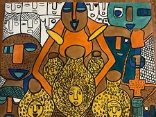 Original African Oil Painting - Uganda Artist - 26” X 33” - Ethnic Color