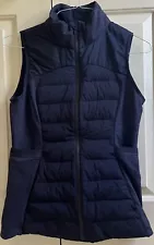 ðLULULEMON sz 10 DOWN FOR IT ALL VEST Jacket 700-Fill TRUE NAVY BLUE ~REFLECTS!