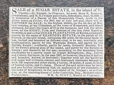 Kearton's Sugar Estate (106+ Slaves) St Vincent For Sale 1833 Press Cutting r503