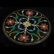 24" Marble coffee Table Top For Sale Inlay Black Semi Precious Decor