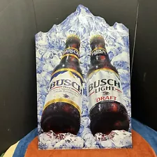 Vintage 1990 BUSCH LIGHT BEER Bottle Embossed Metal Tin Sign. 28” X 18”. Nice.