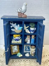 Dollhouse Scale 1:12 Beach Inspired Hutch Filled With Nautical Trinkets