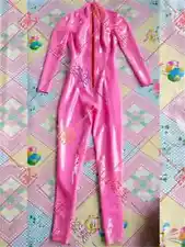 Latex Catsuit w/ Front Zip Classic Pink Jumpsuit Unisex 0.4mm, Medium