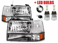 COACHMEN CATALINA 1999 2000 CHROME CLEAR LENS HEADLIGHTS 6PC SET LED BULBS