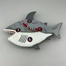 Great White Shark Clock (No Pendulum) Beach "Surf At Own Risk" ALLEN DESIGNS