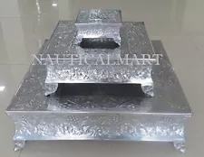 NAUTICALMART SET OF 3 BEAUTIFUL WEDDING CAKE STAND IN SILVER FINISH