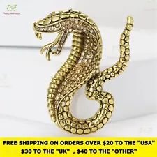 Trendy Rhinestone Cobra Brooches Enamel Snake Pin for Women Accessories Hot Sale