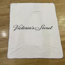 Victoria's Secret Pale Pink Script Sherpa Throw Blanket Black Logo 50”x60” - NEW