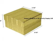Wholesale 200 Gold Cotton Fill Jewelry Packaging Gift Boxes 3 1/2" x 3 1/2" x 2"