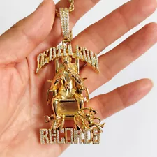 Hip Hop Death Row Pendant Necklace 5A Cubic Zircon 18K Real Gold Plated Jewelry