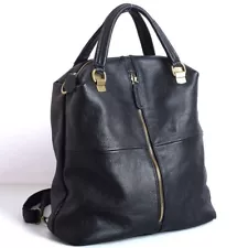 New Designer Cowhide Leather Backpack Women's Black Leather Handbags Travel Bag