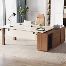 Tribesigns 71-Inch Executive Desk L-Shaped Desk With Cabinet Large Office