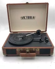 Victrola Brown Black 3-Speed Bluetooth Suitcase Portable Record Player