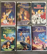 6 Vintage Walt Disney's VHS Black Diamond Classics Beauty & the Beast Lady Tramp