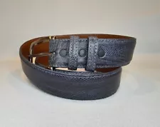 Jacob Hill 1 1/2" Genuine Handmade Ostrich Shin Leather Belt (Made in U.S.A) 39